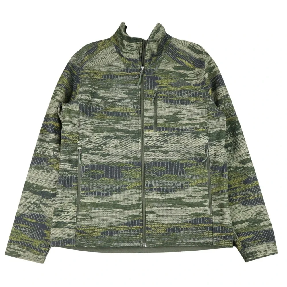 The North Face WindWall Jacket Mens M Green Camo Full Zip Softshell Outdoor